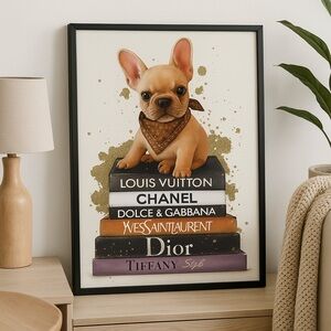 Fashion book stack wall art Chanel Dior YSL home decor